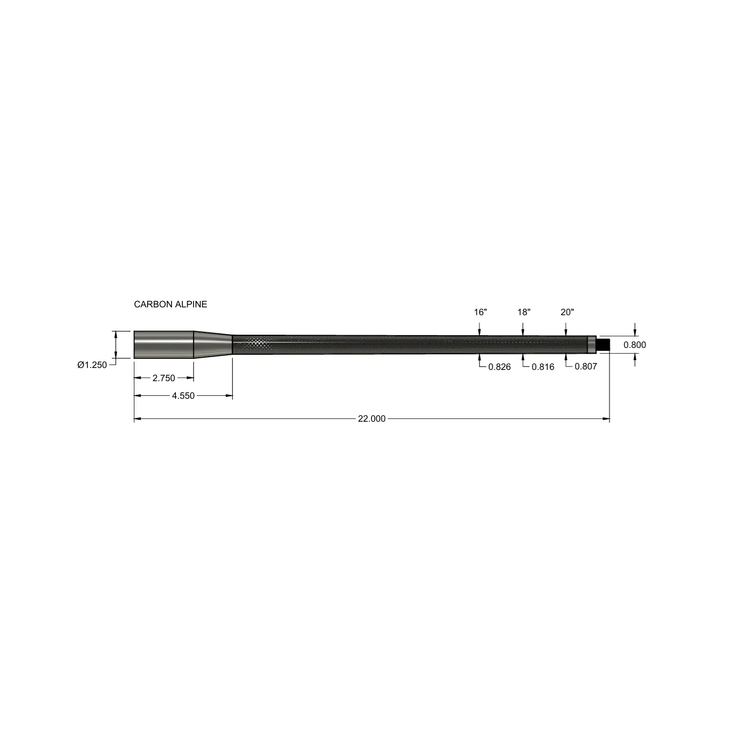 [CRBALP6575] Carbon Blanks - Alpine Hunter (6.5mm/.264, 7.5)